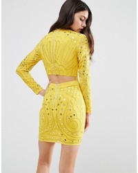 Robe brodée jaune Asos