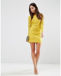 Robe brodée jaune Asos