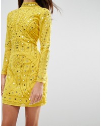 Robe brodée jaune Asos