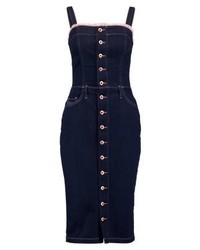 Robe chasuble en denim bleu marine Diesel