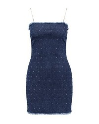 Robe chasuble en denim bleu marine Jaded London