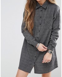 Robe chemise à carreaux gris foncé Glamorous