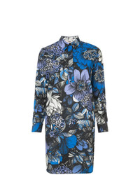 Robe chemise à fleurs bleue Fuzzi