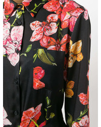 Robe chemise à fleurs noire Pinko