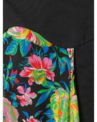 Robe chemise à fleurs noire MSGM