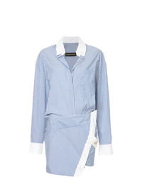 Robe chemise à rayures verticales blanc et bleu Alexandre Vauthier