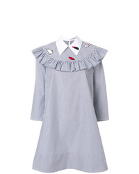 Robe chemise à rayures verticales blanc et bleu Vivetta