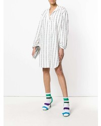 Robe chemise à rayures verticales blanche MSGM