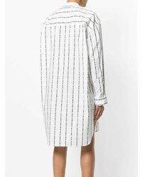 Robe chemise à rayures verticales blanche MSGM