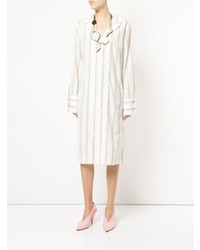 Robe chemise à rayures verticales blanche Marni