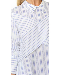 Robe chemise à rayures verticales bleu clair BCBGMAXAZRIA
