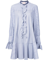 Robe chemise à rayures verticales bleu clair Roksanda
