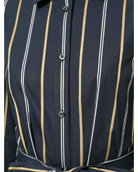 Robe chemise à rayures verticales bleu marine