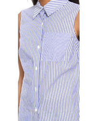 Robe chemise à rayures verticales bleue Derek Lam