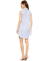 Robe chemise à rayures verticales bleue