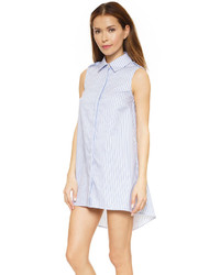 Robe chemise à rayures verticales bleue