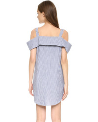 Robe chemise à rayures verticales bleue Clu