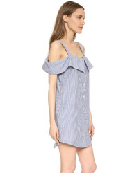 Robe chemise à rayures verticales bleue Clu