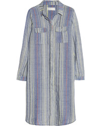 Robe chemise à rayures verticales bleue Zimmermann