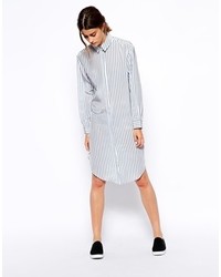 Robe chemise à rayures verticales grise Asos