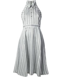 Robe chemise à rayures verticales grise Thom Browne