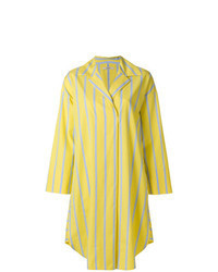 Robe chemise à rayures verticales jaune