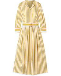 Robe chemise à rayures verticales jaune Oscar de la Renta