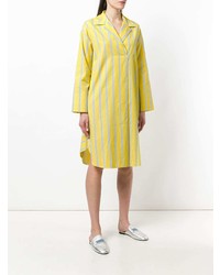 Robe chemise à rayures verticales jaune Odeeh