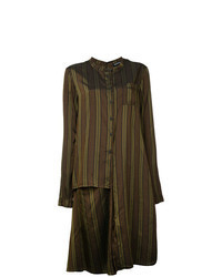 Robe chemise à rayures verticales marron foncé