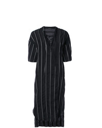 Robe chemise à rayures verticales noire Demoo Parkchoonmoo