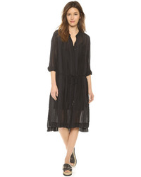 Robe chemise à rayures verticales noire DKNY