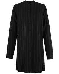 Robe chemise à rayures verticales noire