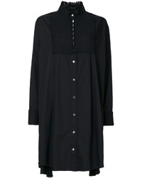 Robe chemise à rayures verticales noire Sacai