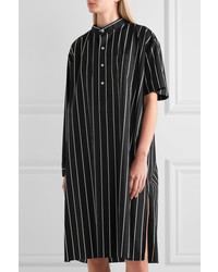 Robe chemise à rayures verticales noire Balenciaga