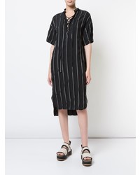 Robe chemise à rayures verticales noire Demoo Parkchoonmoo