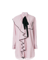 Robe chemise à rayures verticales rose MSGM