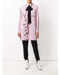 Robe chemise à rayures verticales rose MSGM
