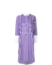 Robe chemise à rayures verticales violet clair