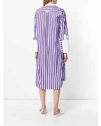 Robe chemise à rayures verticales violet clair Maison Rabih Kayrouz