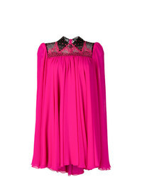 Robe chemise brodée fuchsia