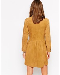 Robe chemise en daim marron clair