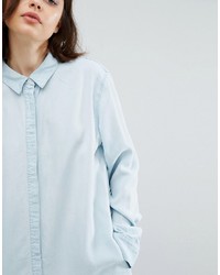Robe chemise en denim bleu clair Weekday