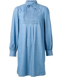 Robe chemise en denim bleu clair
