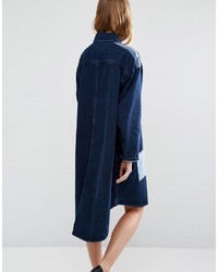 Robe chemise en denim bleu marine WÅVEN