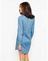 Robe chemise en denim bleue Warehouse