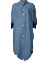 Robe chemise en denim bleue