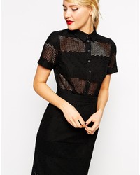 Robe chemise en dentelle noire Asos