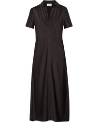 Robe chemise en satin noire DKNY