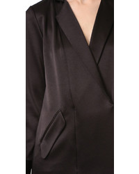 Robe chemise en satin noire Halston