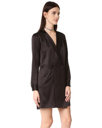 Robe chemise en satin noire Halston